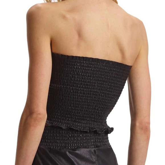 Commando Faux Leather Smocked Tube Top in Black - NWT - Picture 2 of 4
